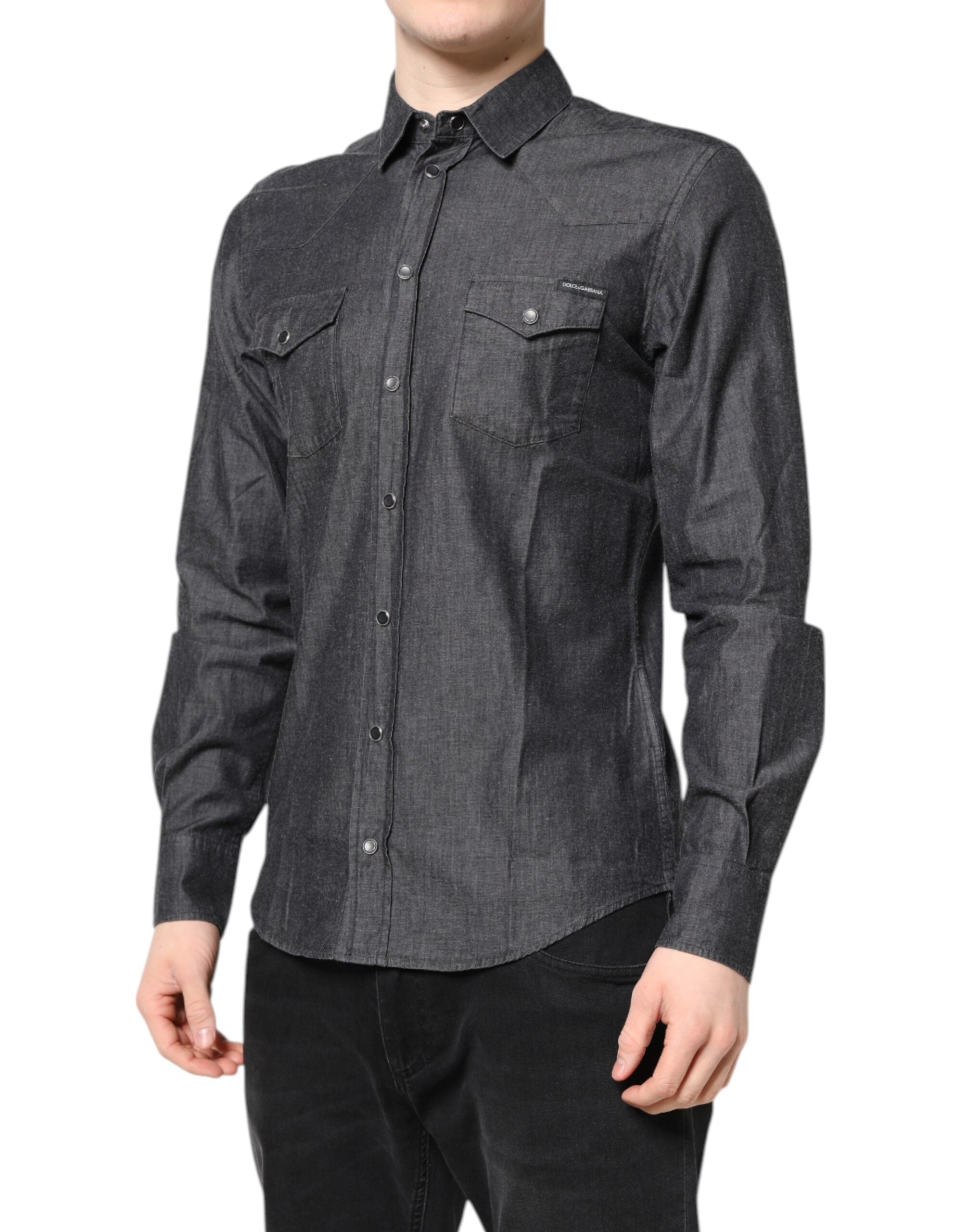 Dolce & Gabbana grey long-sleeved cotton casual shirt